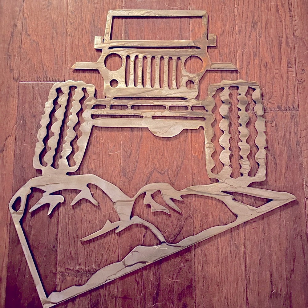 Metal Jeep decor. 24”x26”